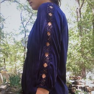 Blue, laced blouse